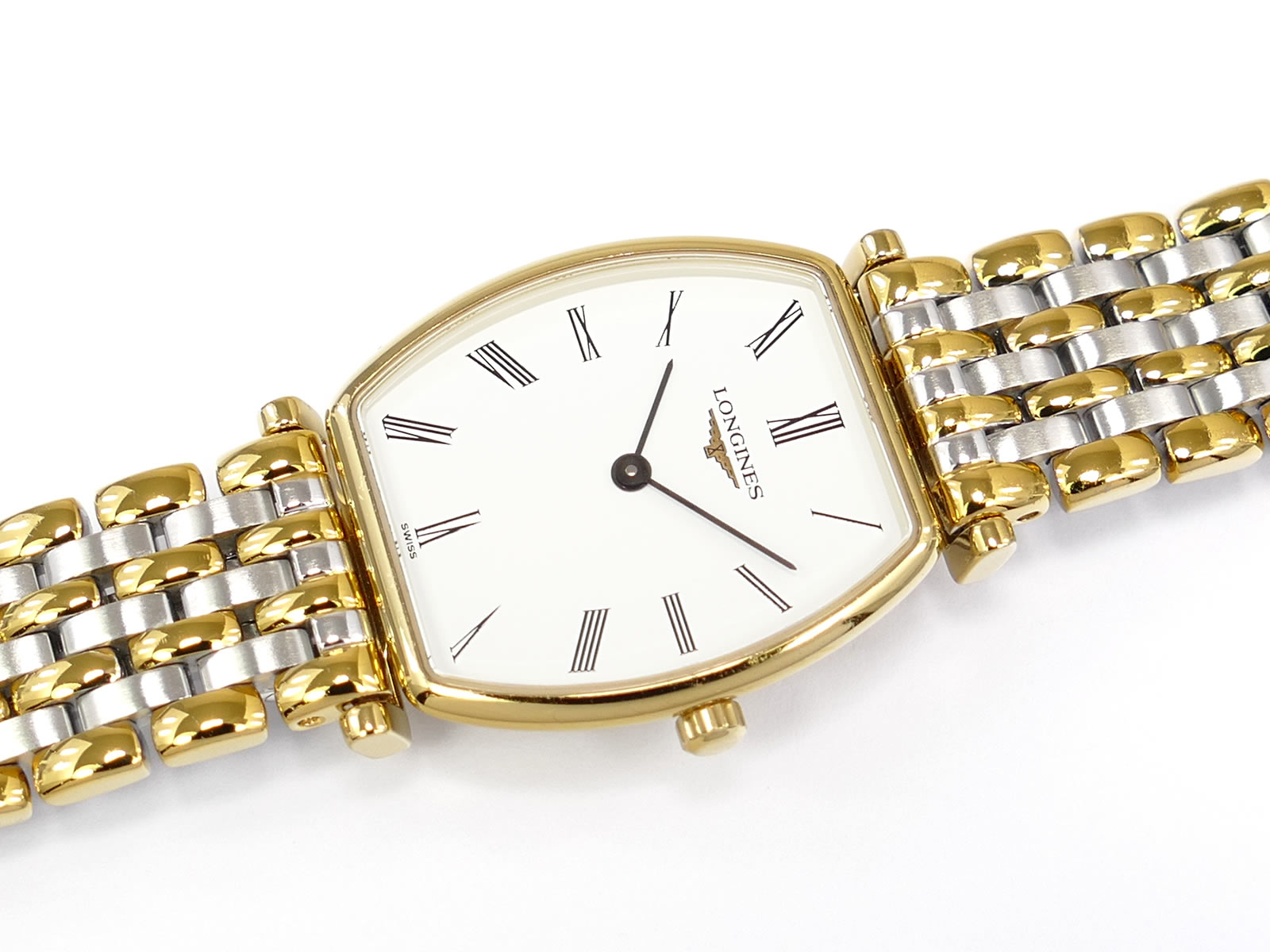 Longines La Grande Classique White Tonneau L4.205.2 Gold PVD