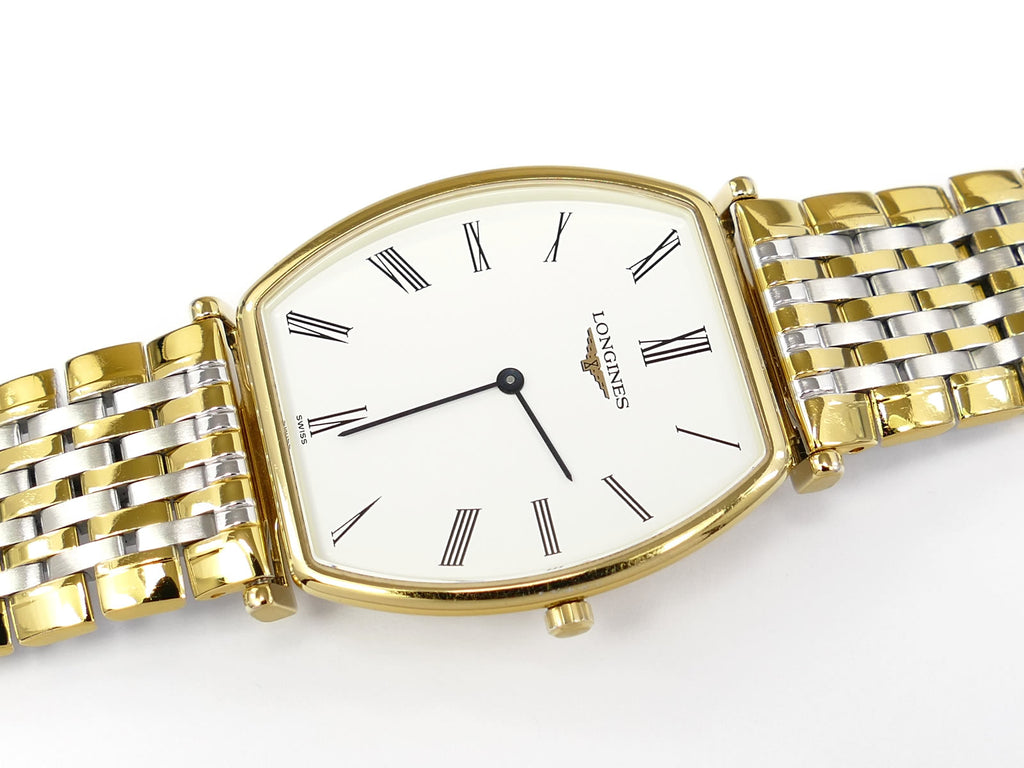 Longines La Grande Classique White Tonneau Gold PVD L4.705.2.11.7