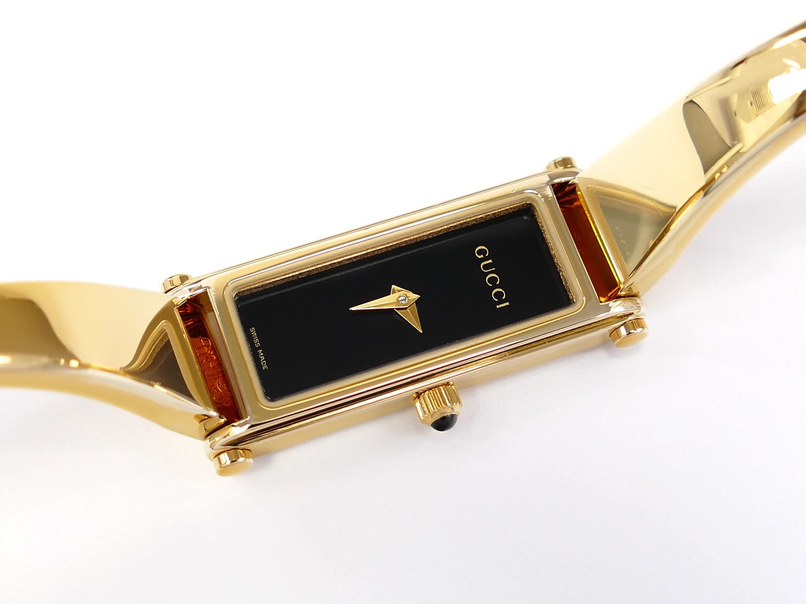 Gucci 1500L Black Rectangular Dial 18k Gold Plated