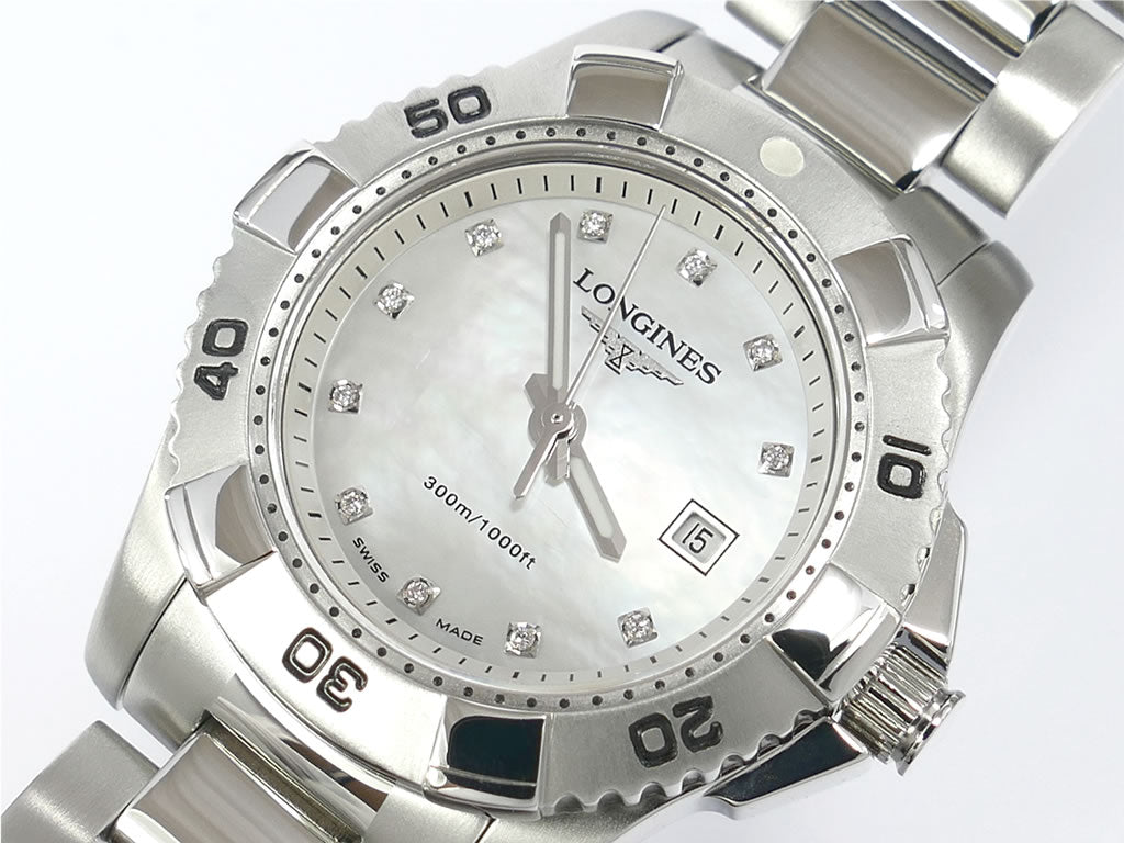 Longines HydroConquest L3.247.4 white mother of pearl dial