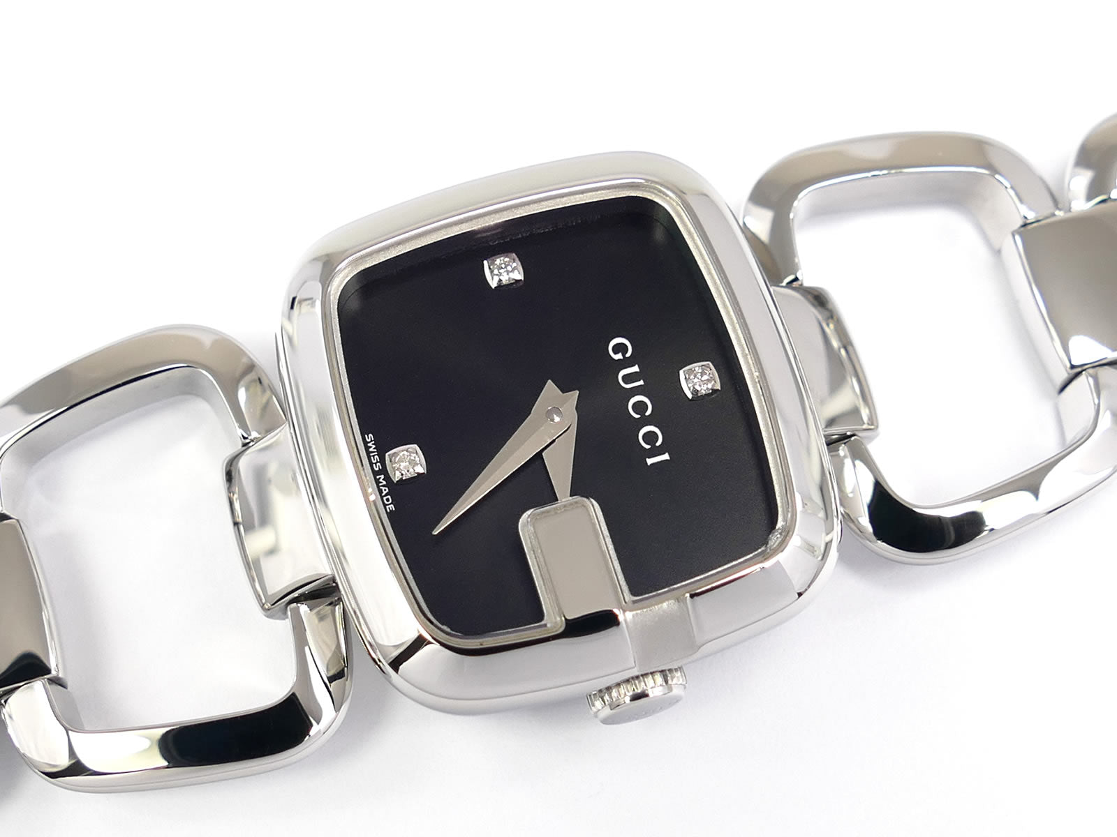 Gucci G Black Sunburst Dial 3 Diamonds YA125509