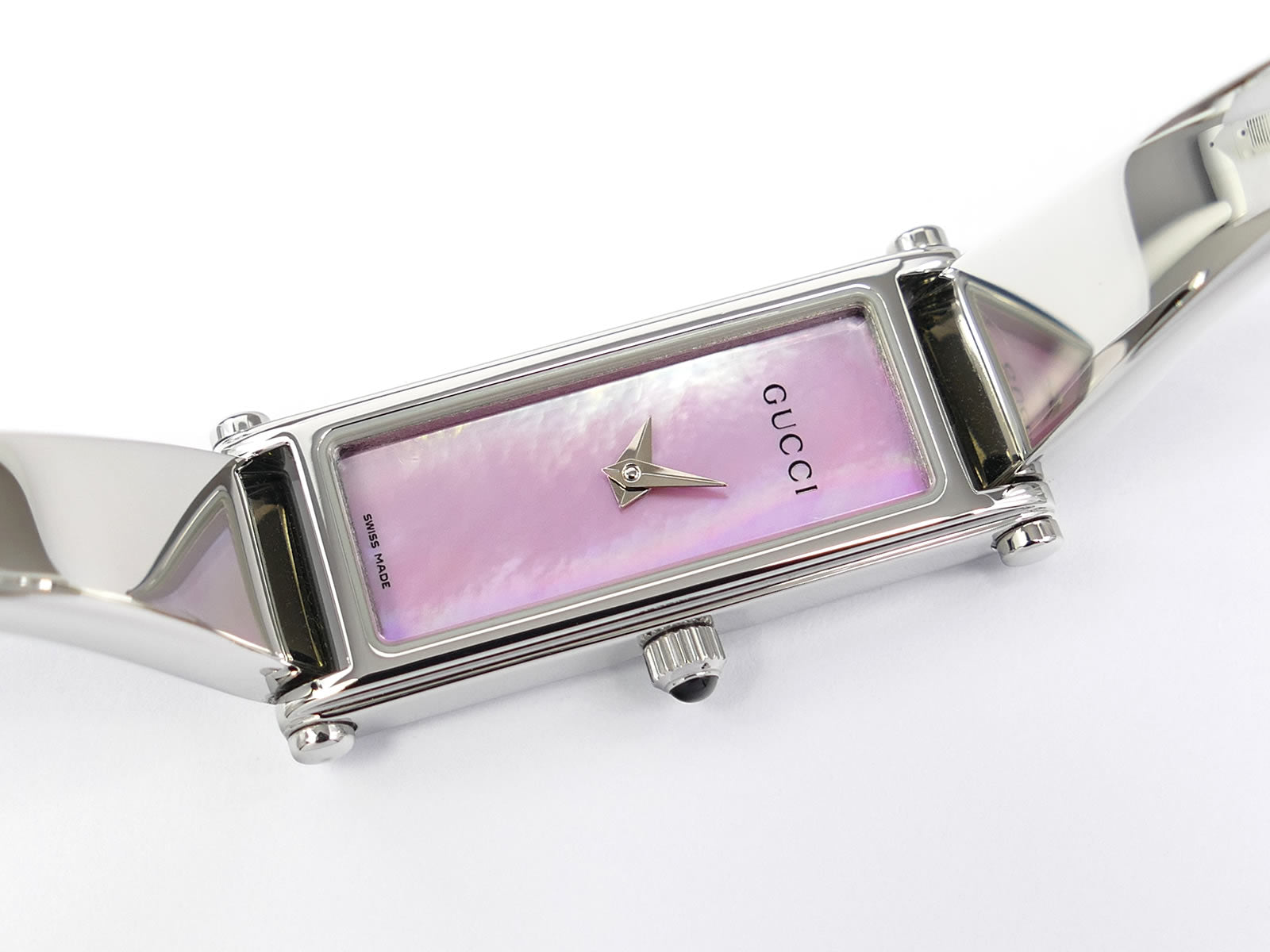 Gucci 1500L Pink Rectangular Dial Stainless Steel