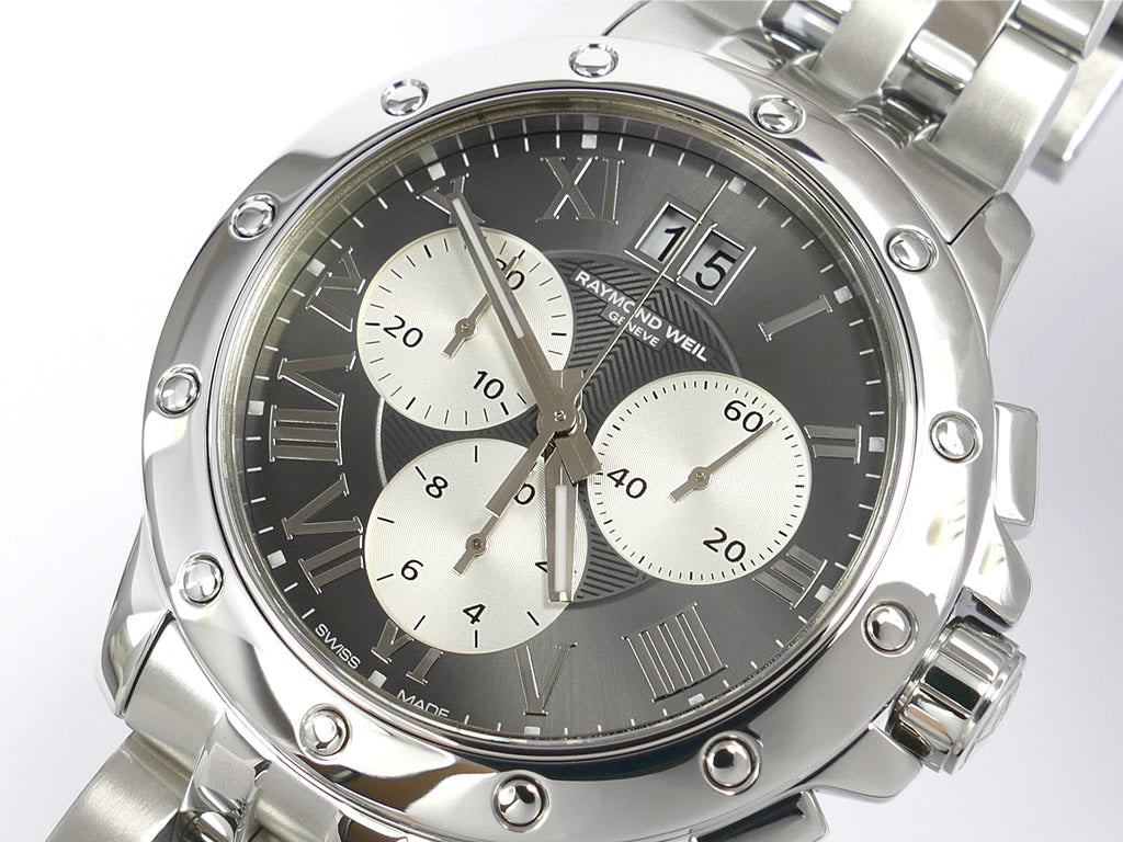 Raymond Weil Tango Chronograph 4899-ST-00668 Roman Numeral guilloche dial