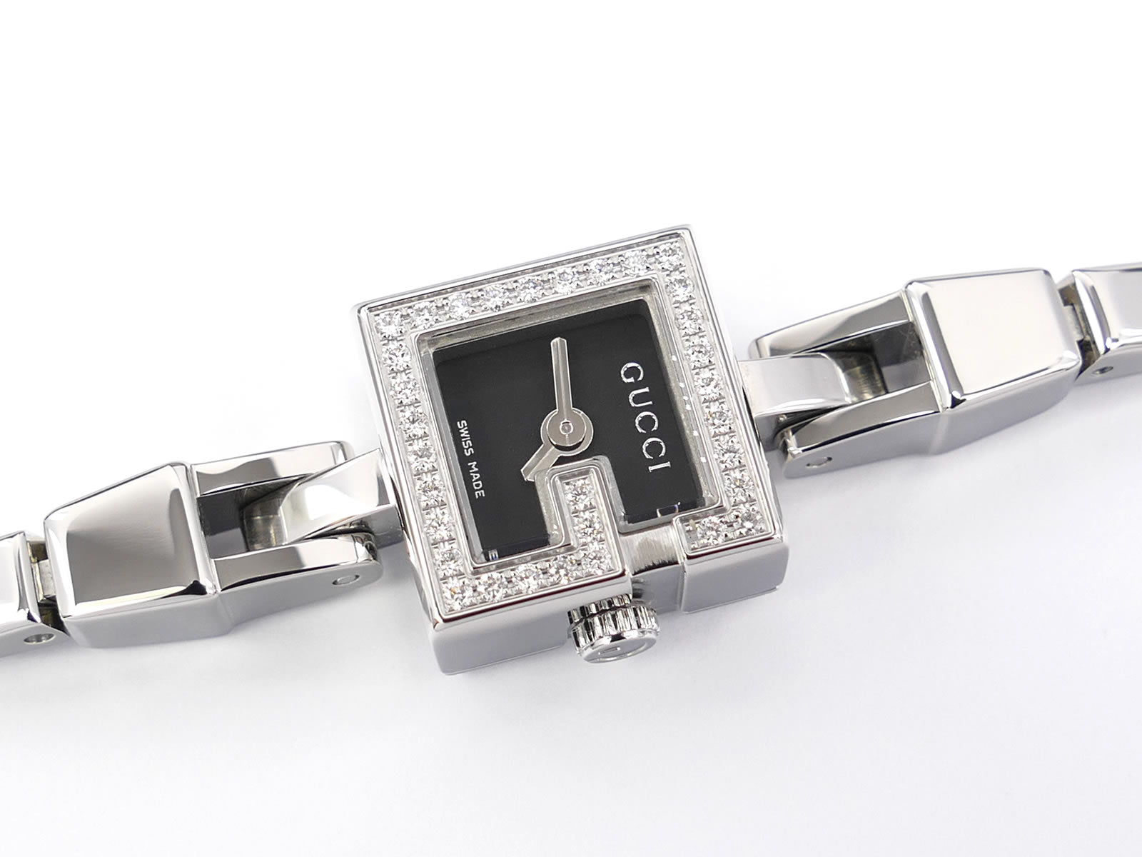 Gucci Mini G 102 Black Square Watch with Diamond Bezel – SWWatches