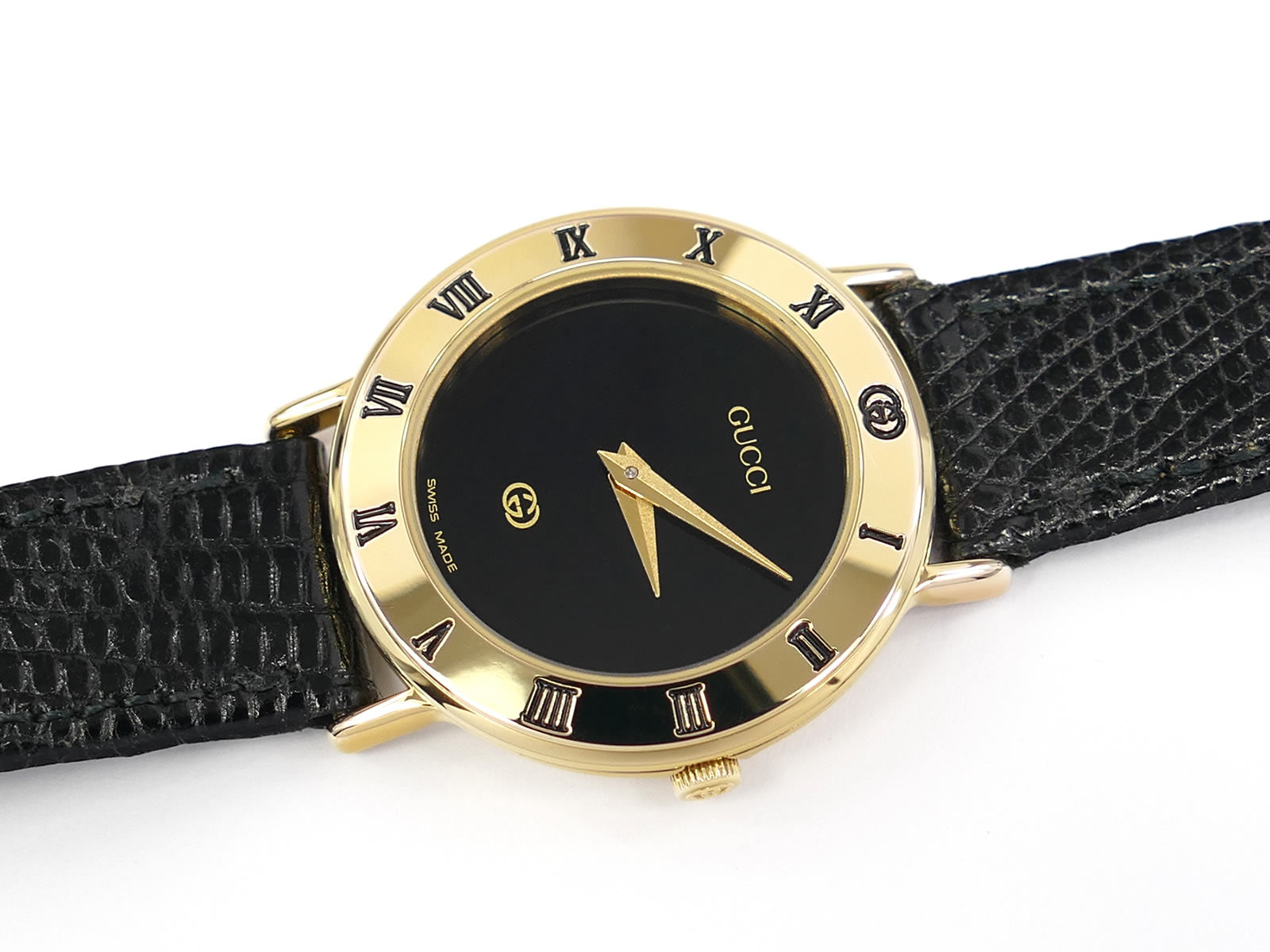 Gucci 3000L 18k Gold Plated Roman Numeral Bezel