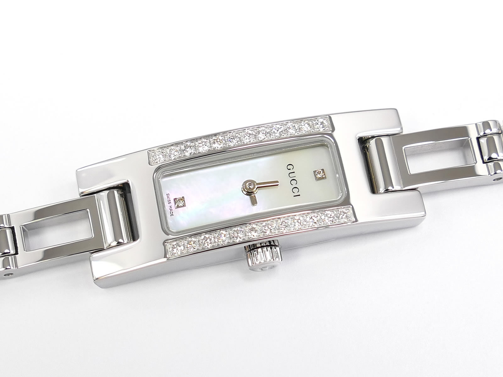 Gucci 3900L White Mother of Pearl Rectangular Dial 26 Diamonds
