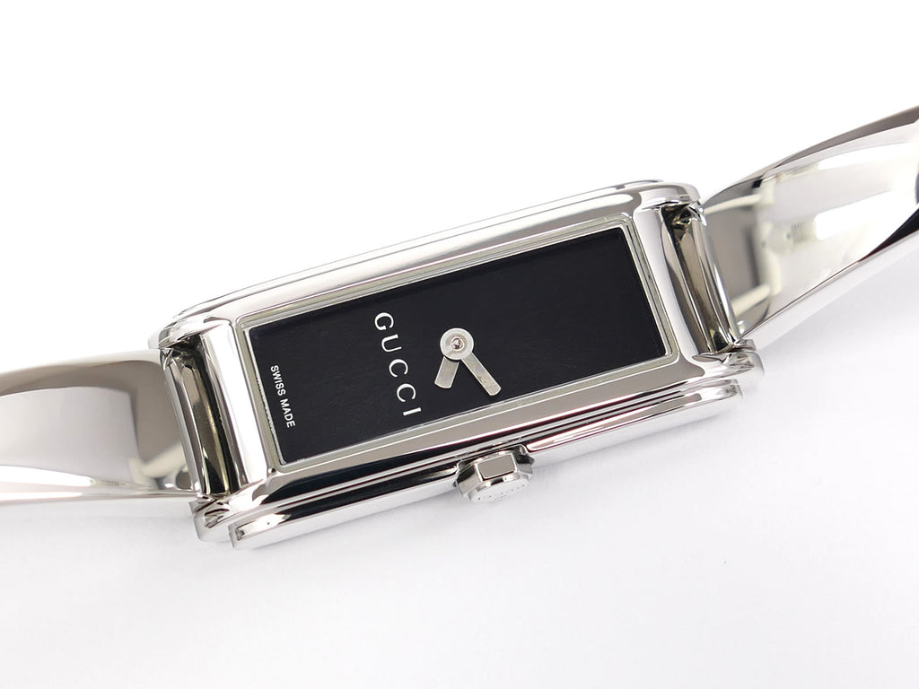 Gucci G-Line 109 Black Rectangular Sunburst Dial YA109522 Stainless Steel