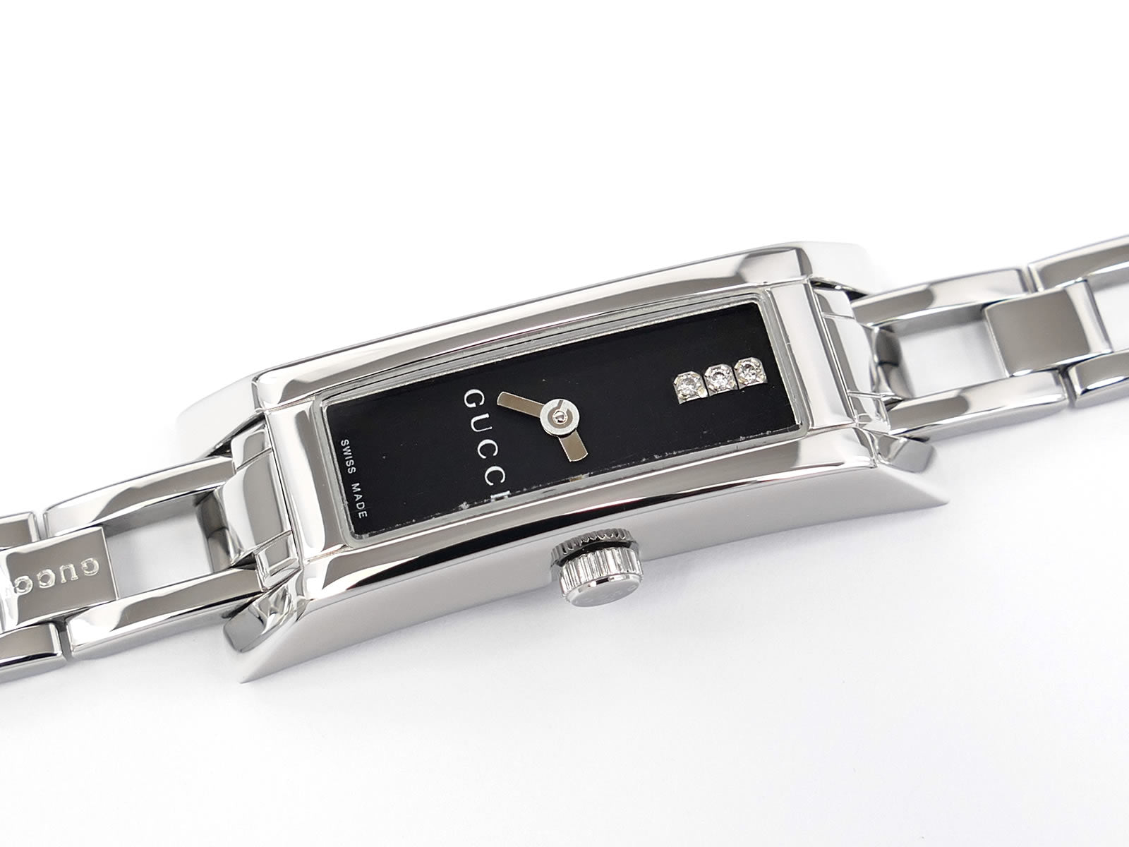 Gucci G-Link 110 Black Rectangular Dial YA110514 Stainless Steel