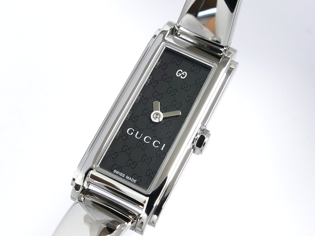 Gucci G-Line 109 Stainless Steel Bangle Watch w/ Rectangular Black