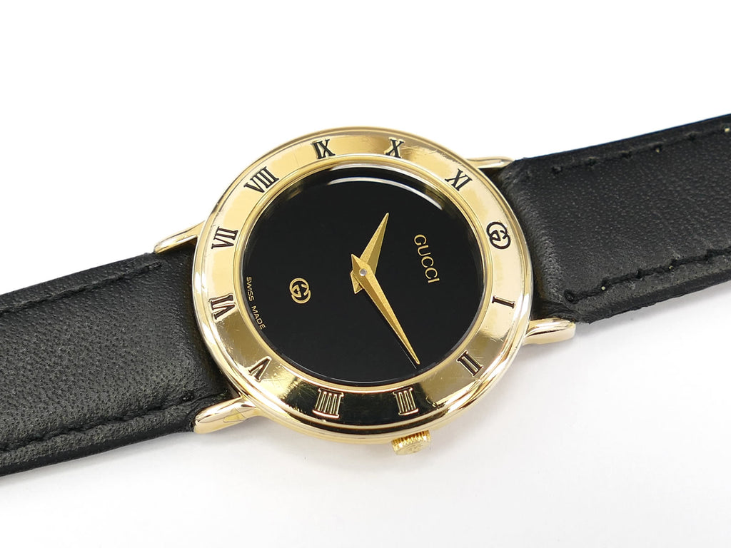 Gucci 3000L 18k Gold Plated Roman Numeral Bezel