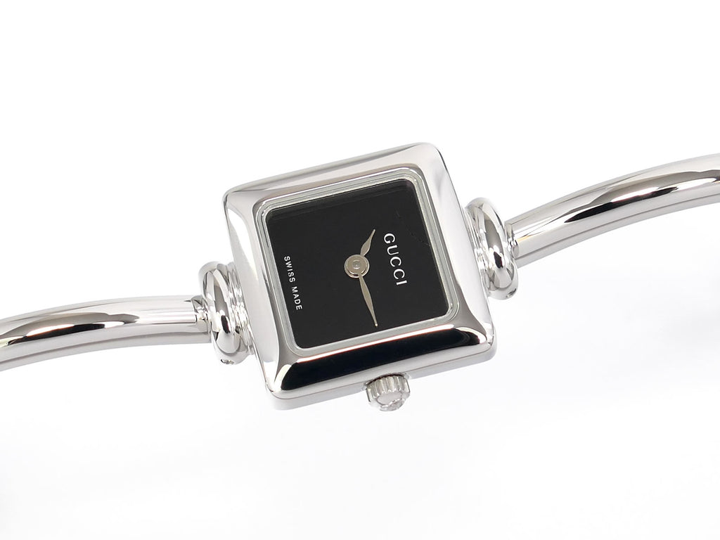 Gucci 1900L Black Dial Square Stainless Steel Quartz Watch