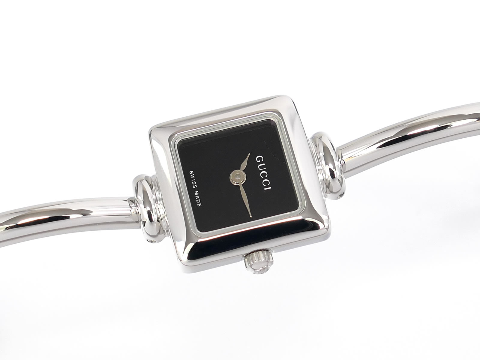 Gucci 1900L Black Dial Square Stainless Steel Quartz Watch