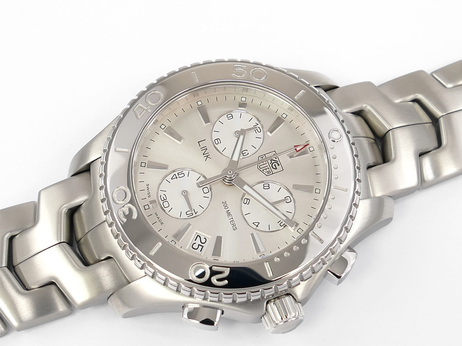 TAG Heuer Link Chronograph CJ1111 Silver Sunburst Dial 