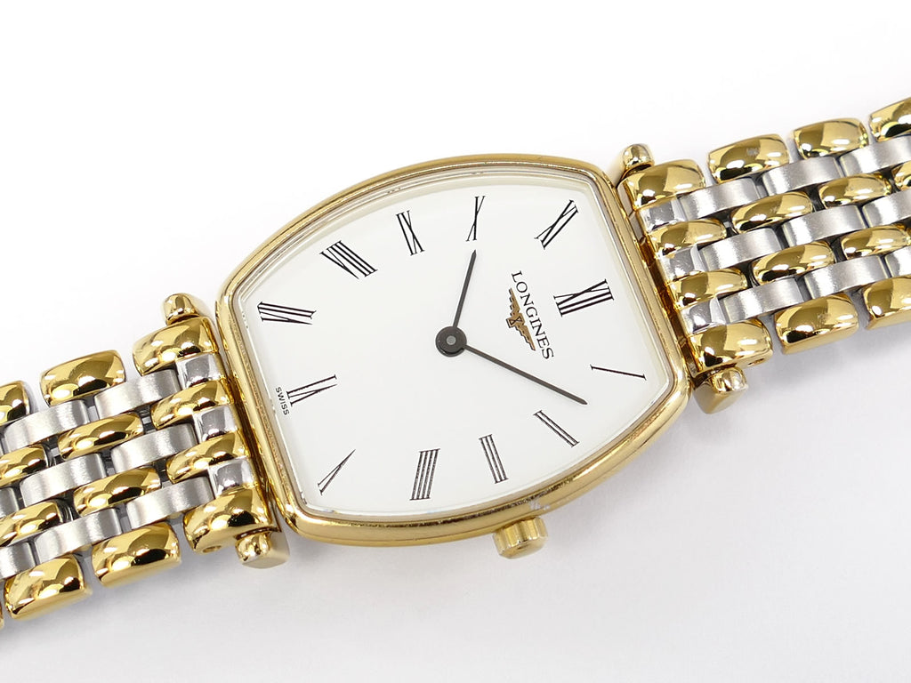 Longines La Grande Classique Gold PVD Tonneau L4.205.2.11.7 White Roman Numeral Dial