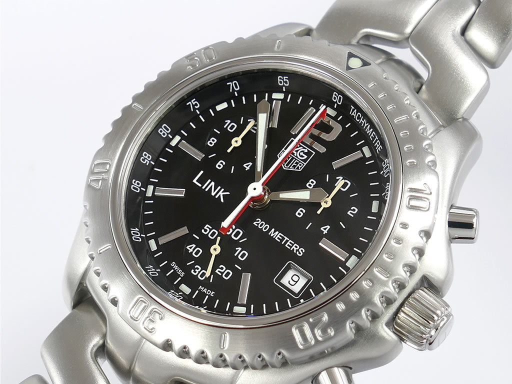 TAG Heuer Link Chronograph Black CT1111.BA0550 dial close up