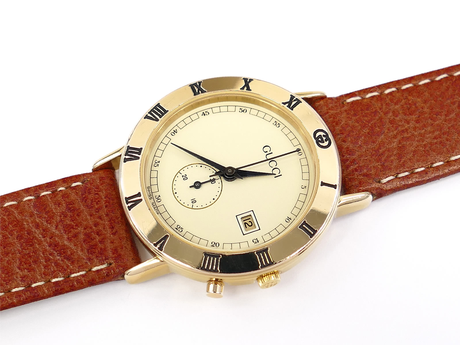 Gucci 3800 Jr 18k Gold Plated with Timer & Roman Numeral Bezel