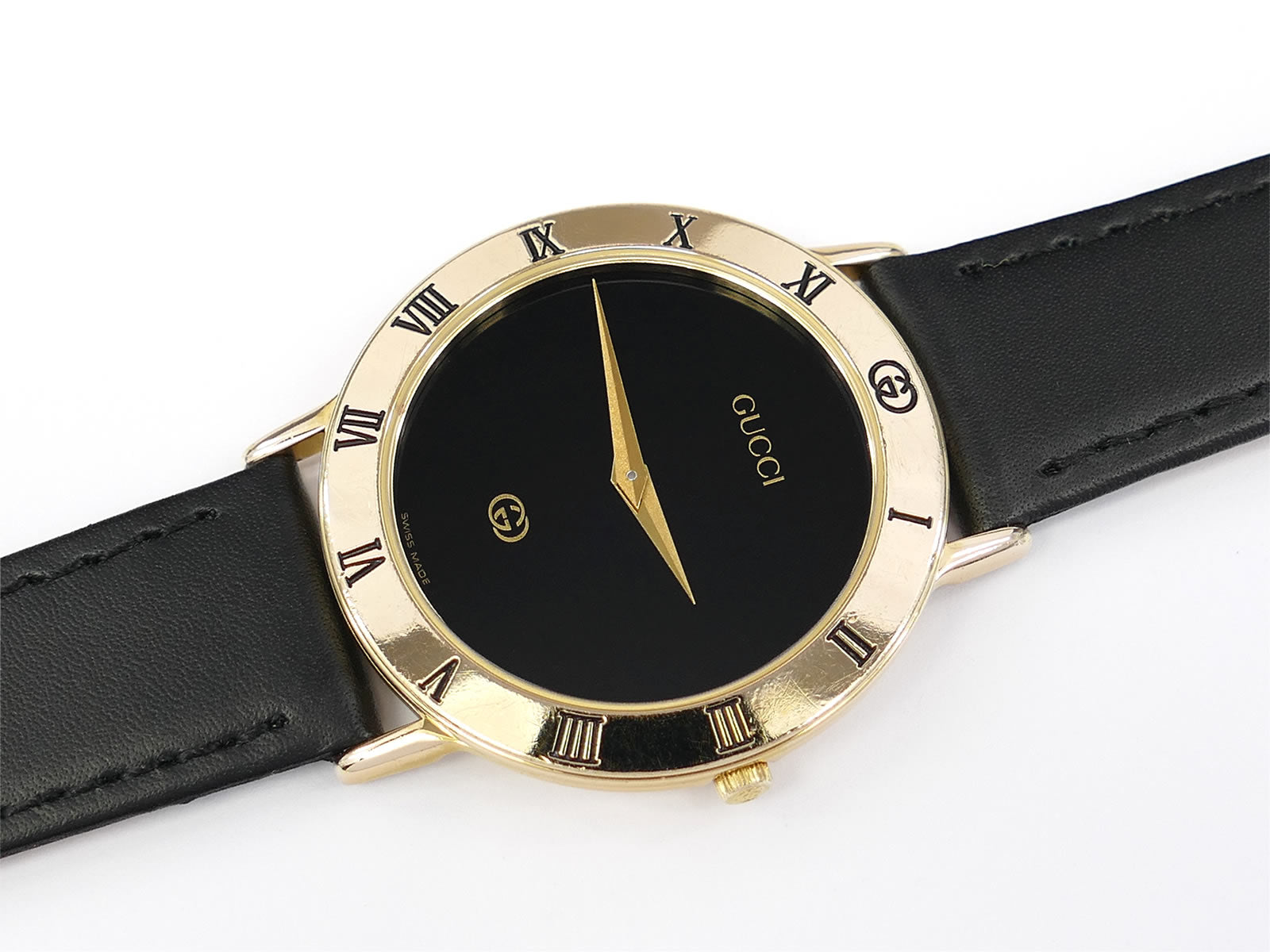 Gucci 3000M Black Dial 18k Gold Plated 