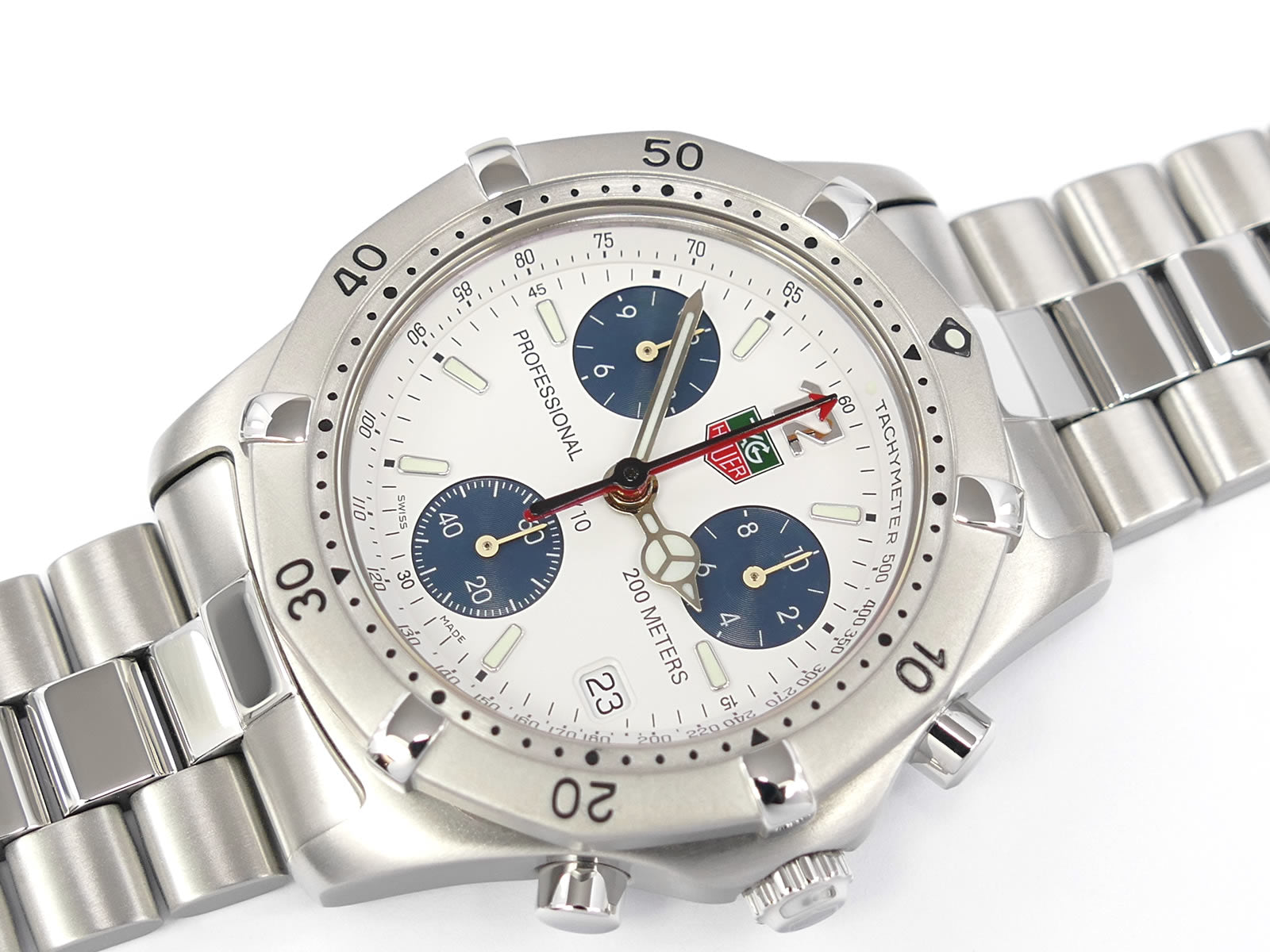 TAG Heuer 2000 Chronograph CK1111-0 White / Blue Dial with date