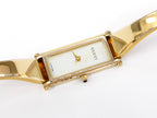 Gucci 1500L White Rectangular Dial on 18k Gold Plated Bangle