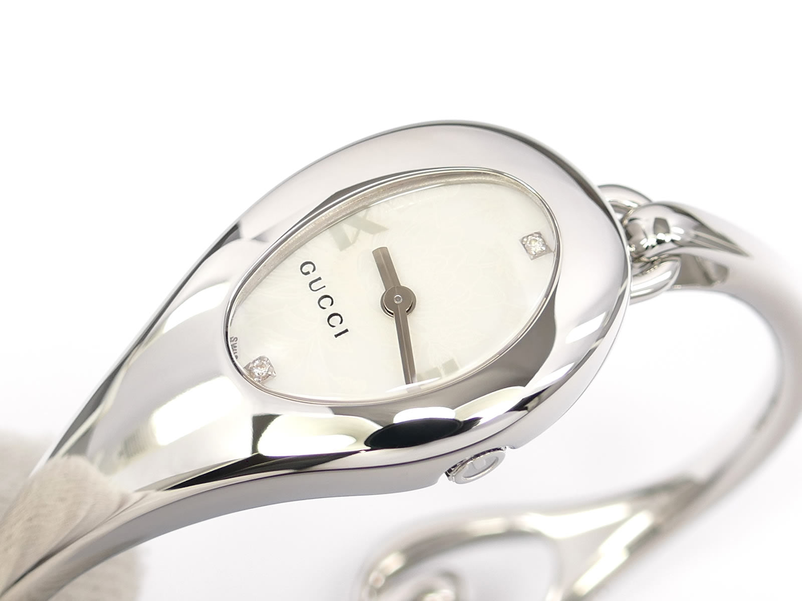Gucci Horsebit 103 White Mother of Pearl Floral 2 Diamond Dial YA103525