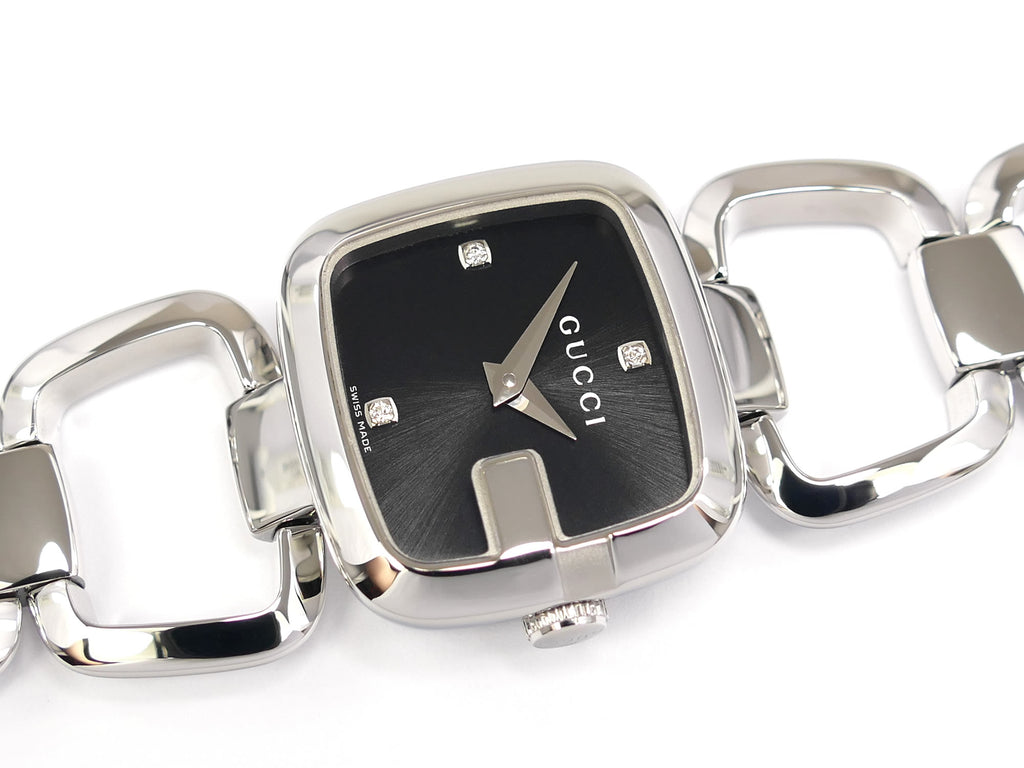 Gucci G 125.5 Black Sunburst Dial with 3 Diamonds YA125509