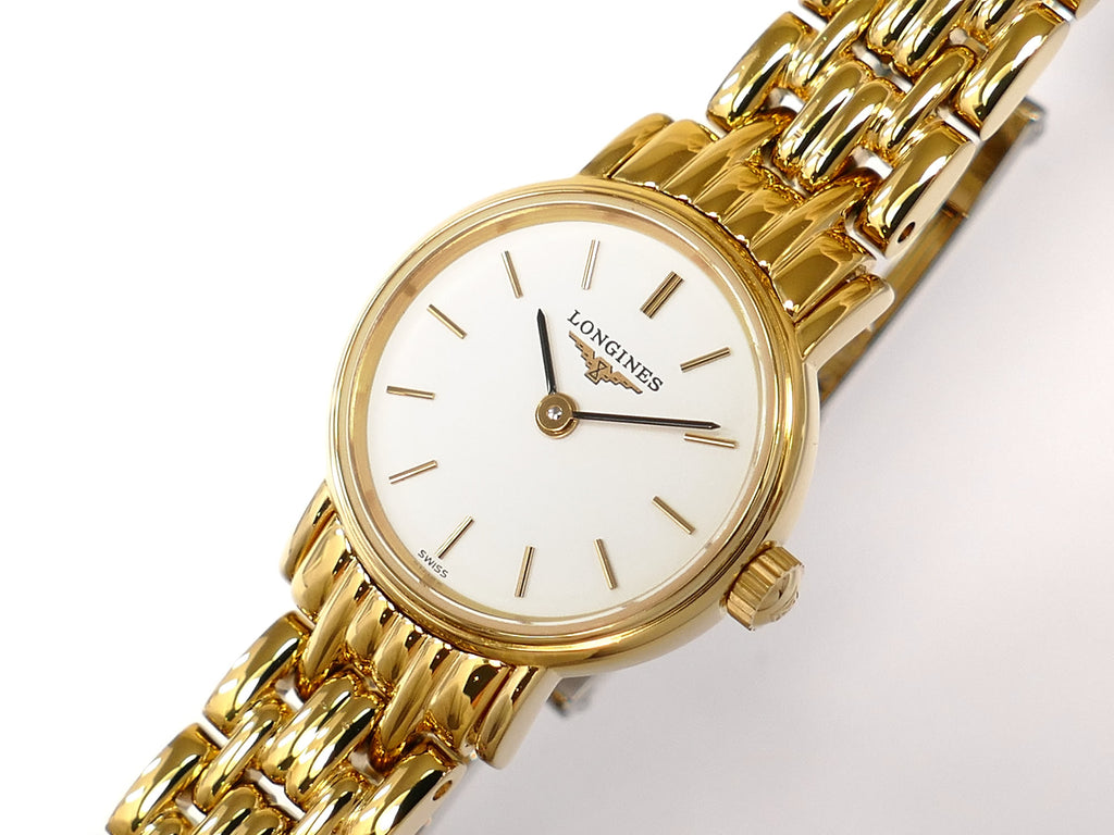Longines Présence L4.219.2 White Dial Gold PVD Small Ladies