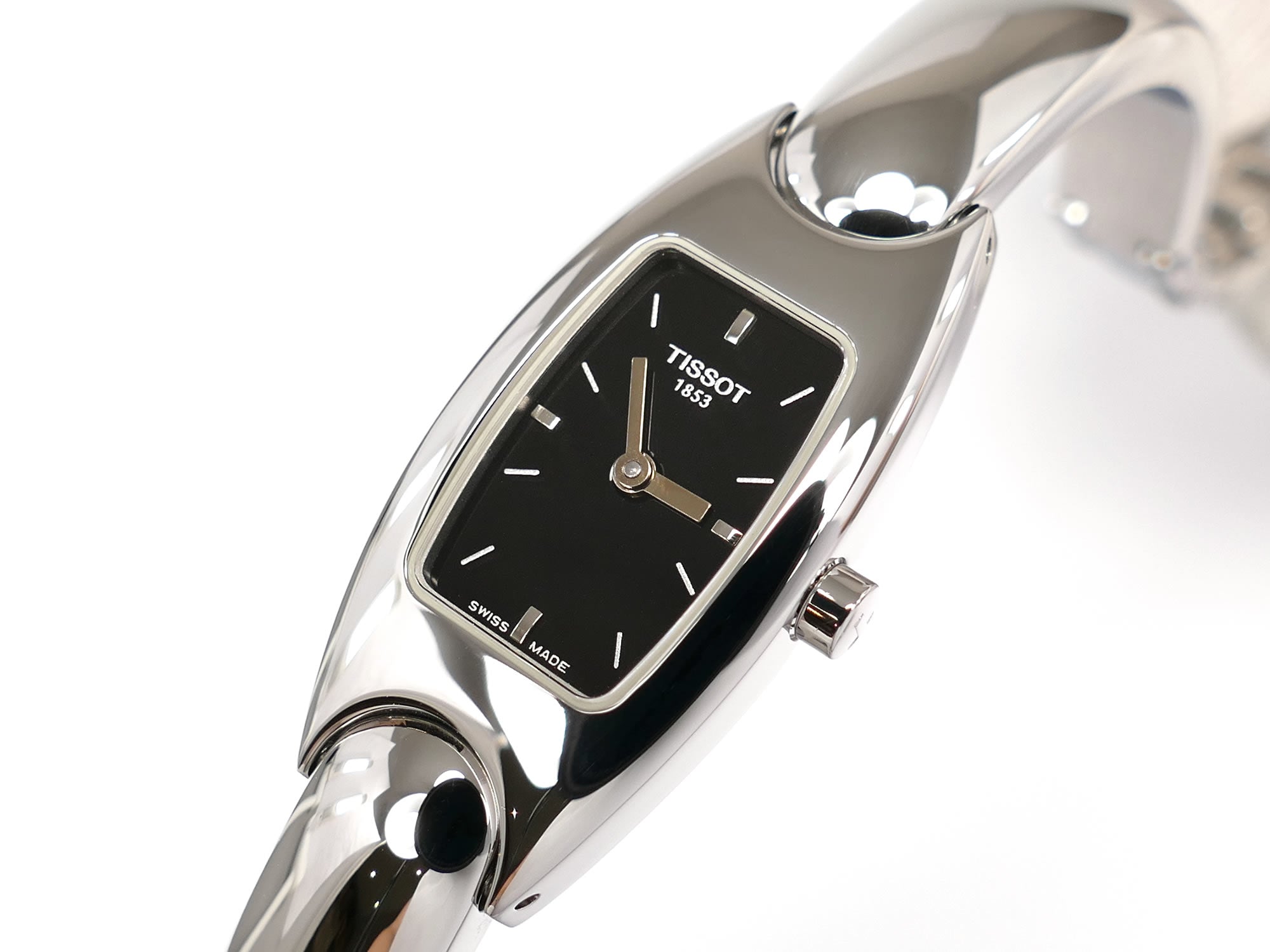 Tissot G345 Black Dial Stainless Steel Bangle Quartz Watch