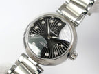 Omega De Ville Ladymatic Black Co-Axial Chronometer 425.30.34.20.51.001 swirl pattern dial