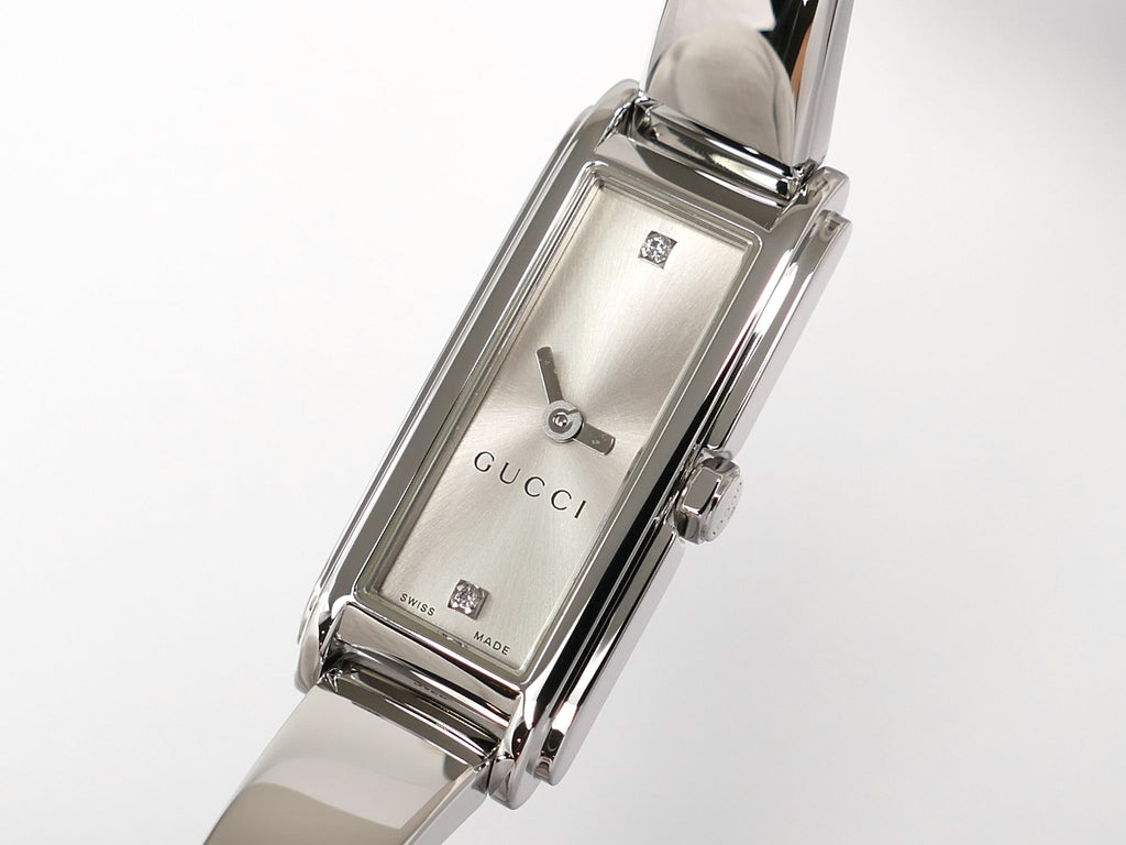Gucci G-Line 109 Silver Sunburst Dial with 2 Diamonds