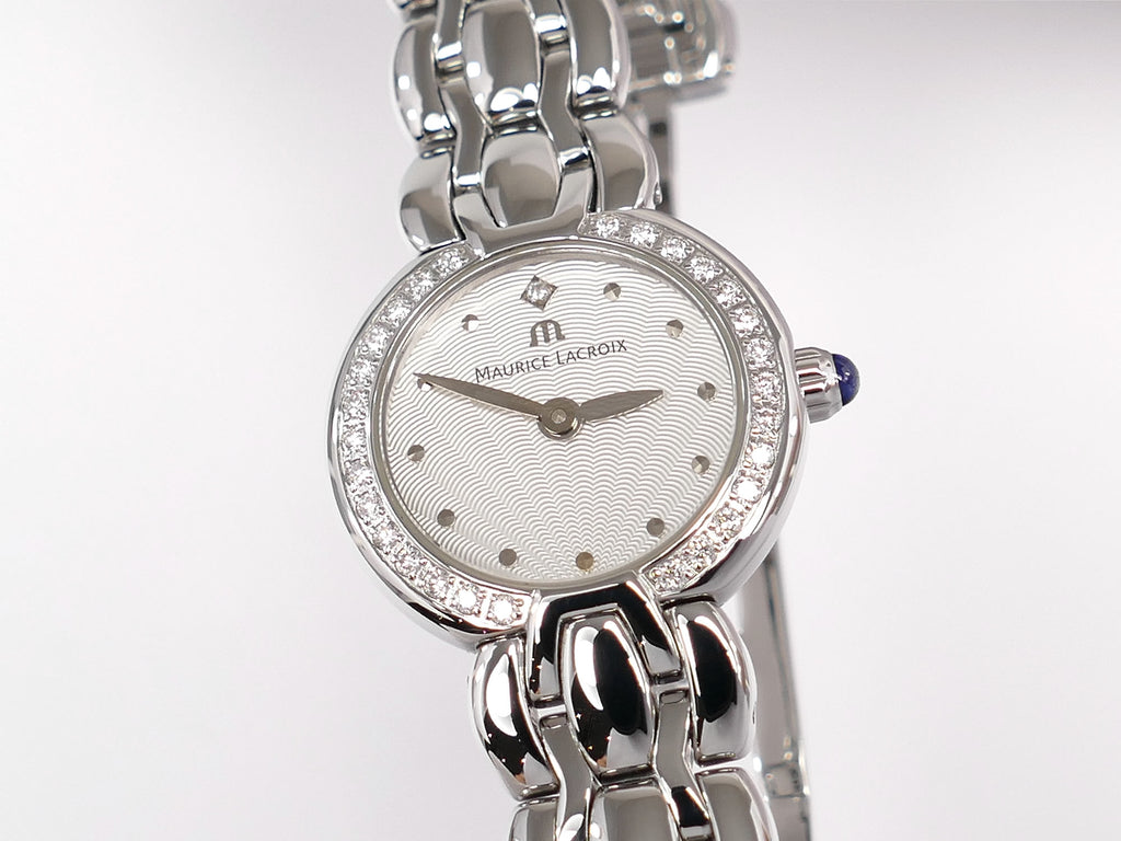 Maurice Lacroix Selena SE1021 guilloche dial with diamond bezel