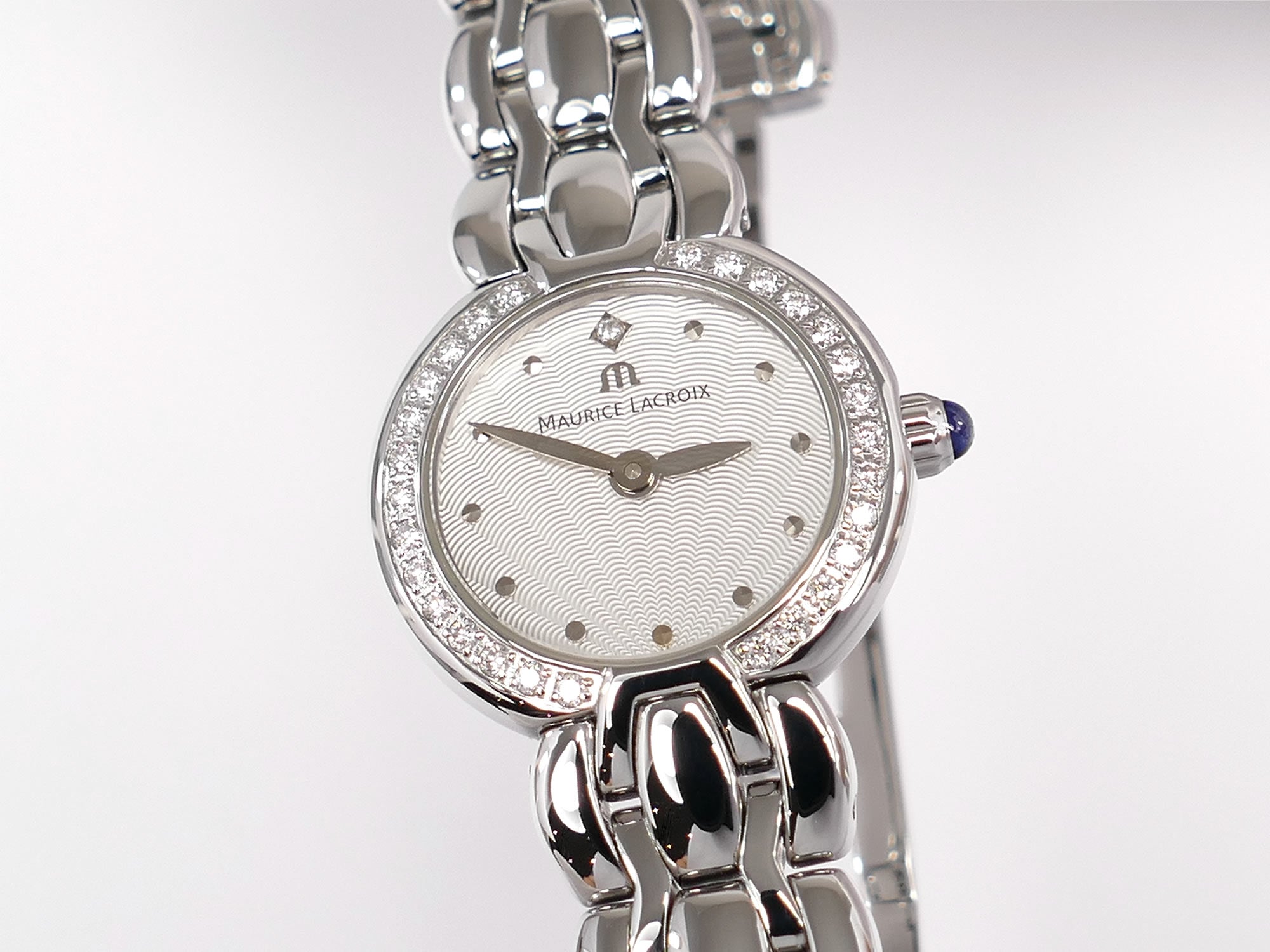 Maurice Lacroix Selena SE1021 guilloche dial with diamond bezel
