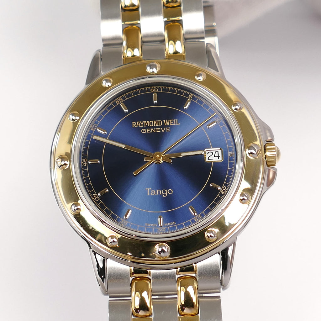 Raymond Weil Tango 5560 Blue Dial Part 18k Gold Plated