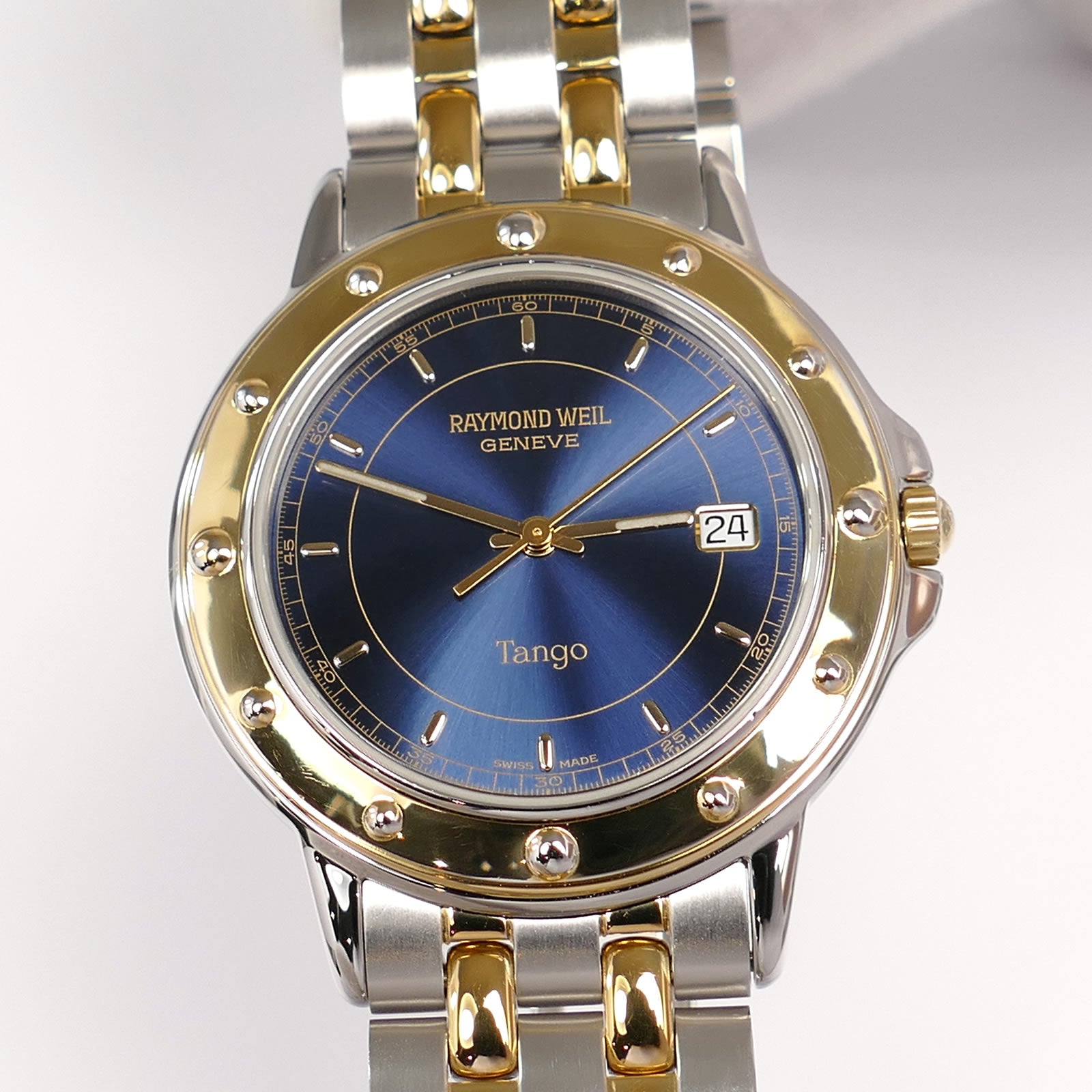 Raymond Weil Tango 5560 Blue Dial Part 18k Gold Plated