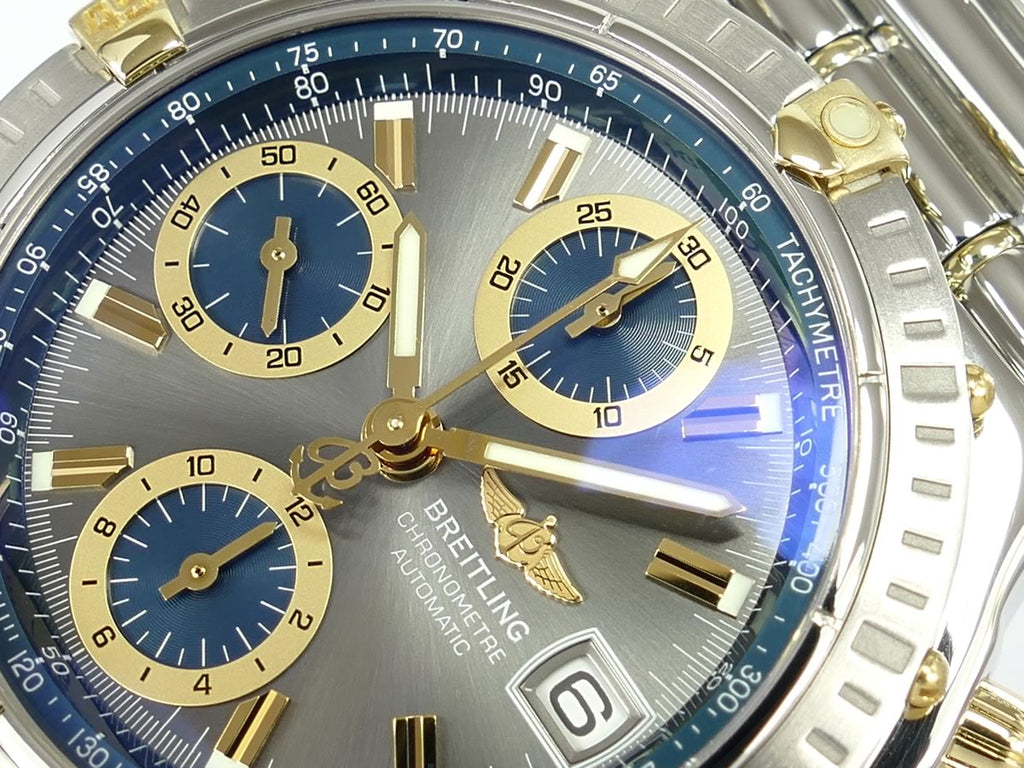 Breitling Chronomat B13352 Chronometre Automatic brushed grey dial and blue guilloche sub dials