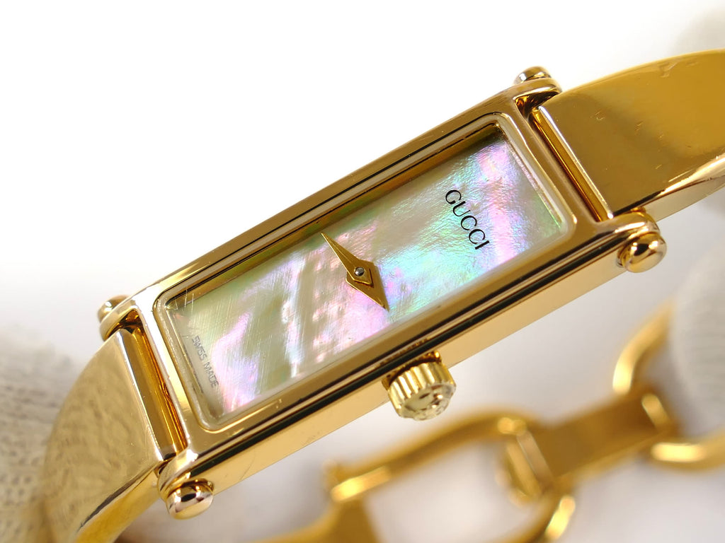 Gucci 1500L Iridescent Rectangular Mother of Pearl Dial