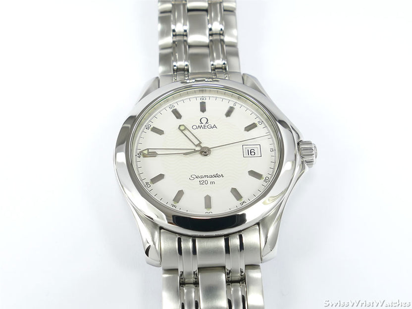 Omega Seamaster 2511.21.00 White Wave Dial 120M Quartz Date 36mm ...