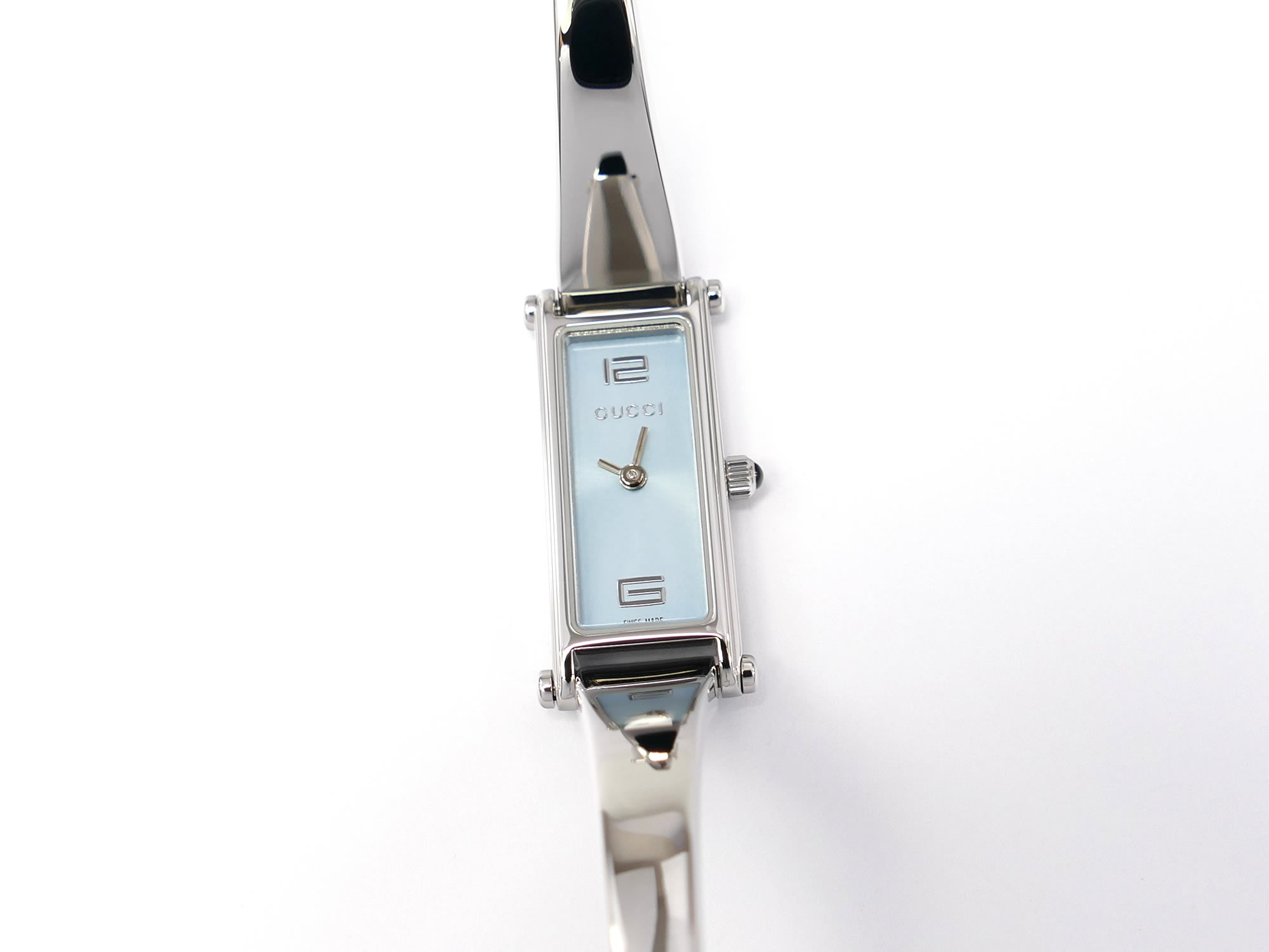 Gucci 1500L Blue Sunburst Rectangular Dial on Small 15cm Bangle