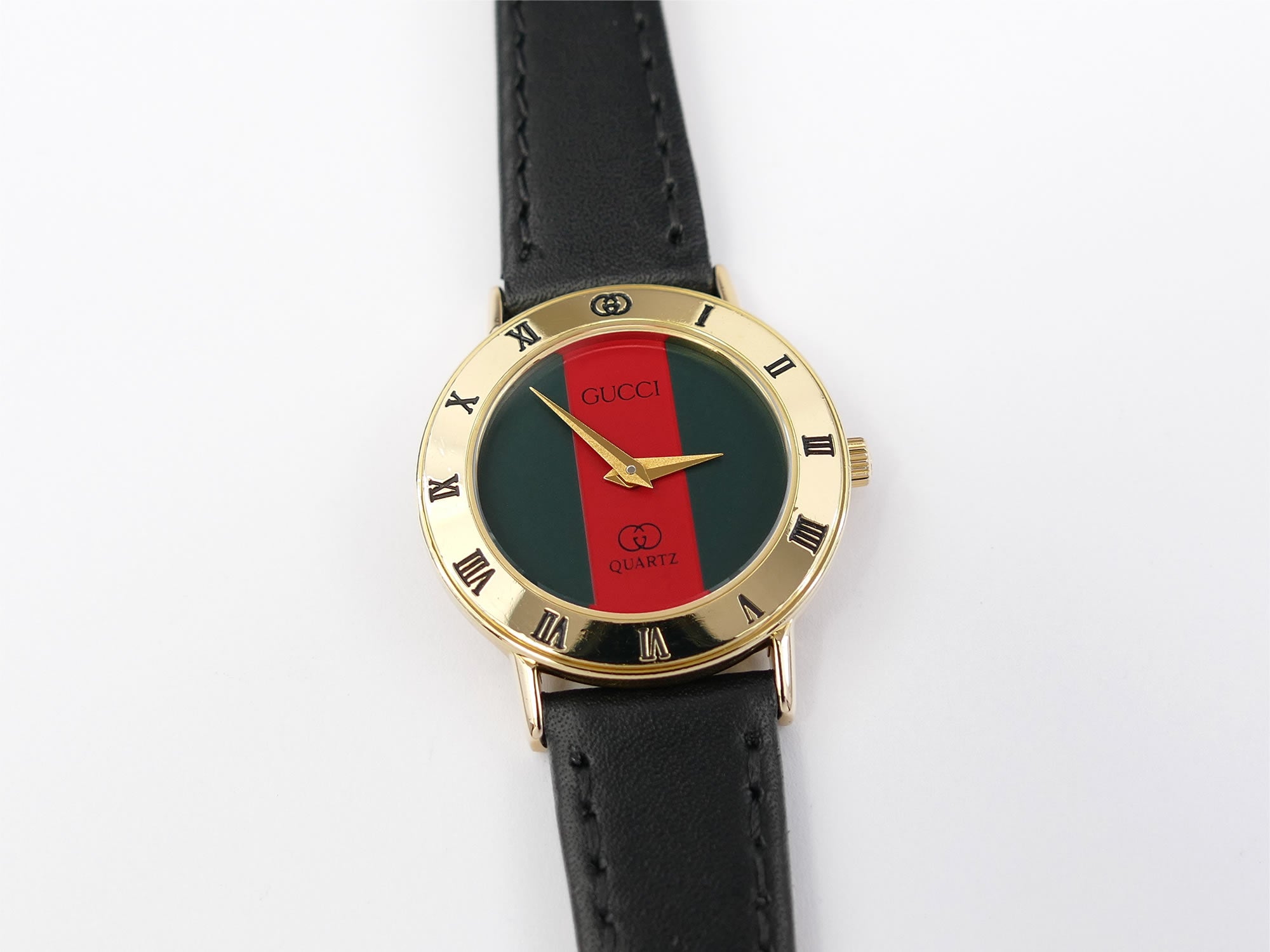 Gucci 3000L Red / Green Dial 18k Gold plated