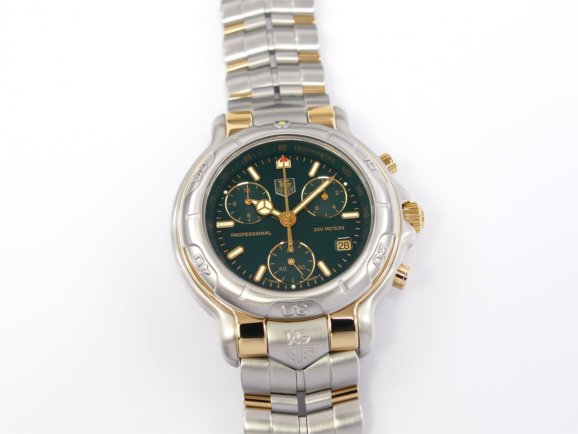 TAG Heuer 6000 Chronograph CH1151-0 Green Dial with Solid 18k Gold