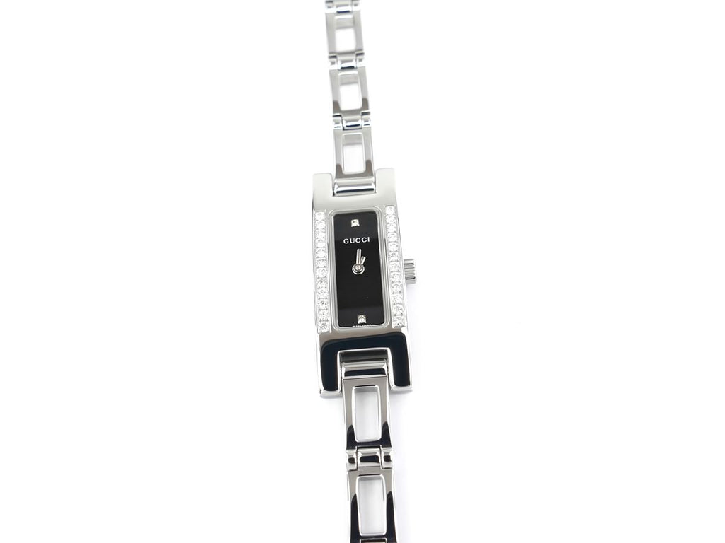 Gucci 3900L Black Dial Stainless Steel with 26 Diamonds