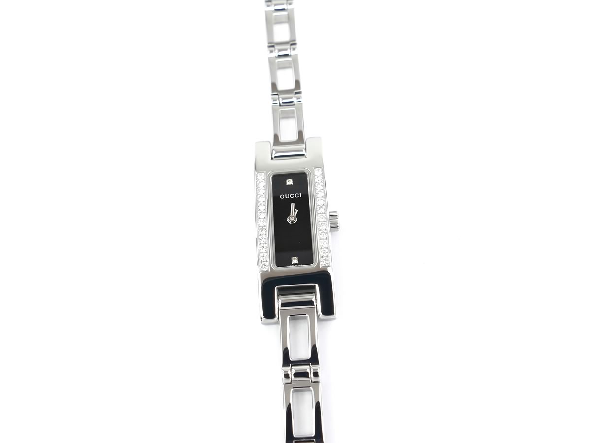 Gucci 3900L Black Dial Stainless Steel with 26 Diamonds