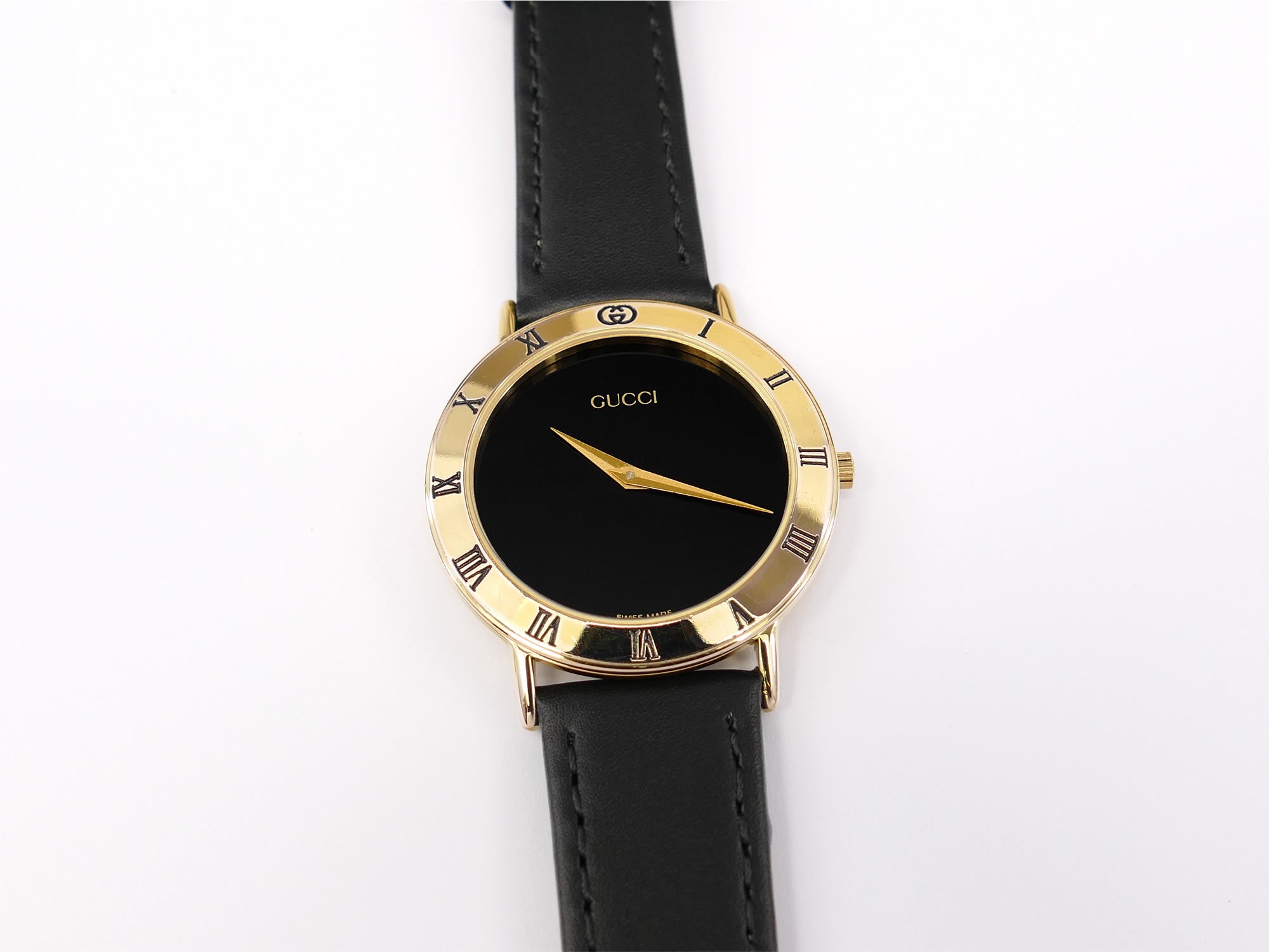 Gucci 3000M Black Dial 18k Gold Plated