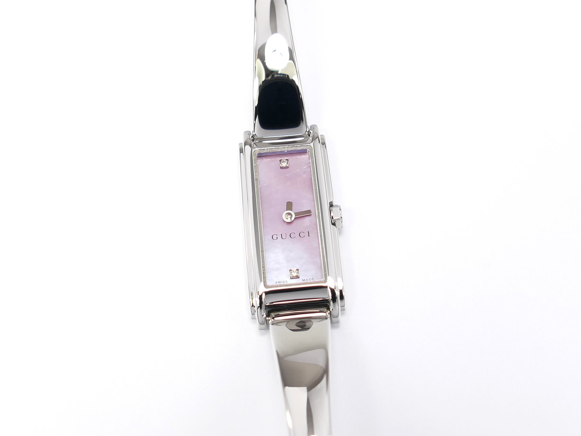アクセサリー GUCCI Watch Gucci G-Line 109 Pink Mother of Pearl Dial with 2 Diamonds