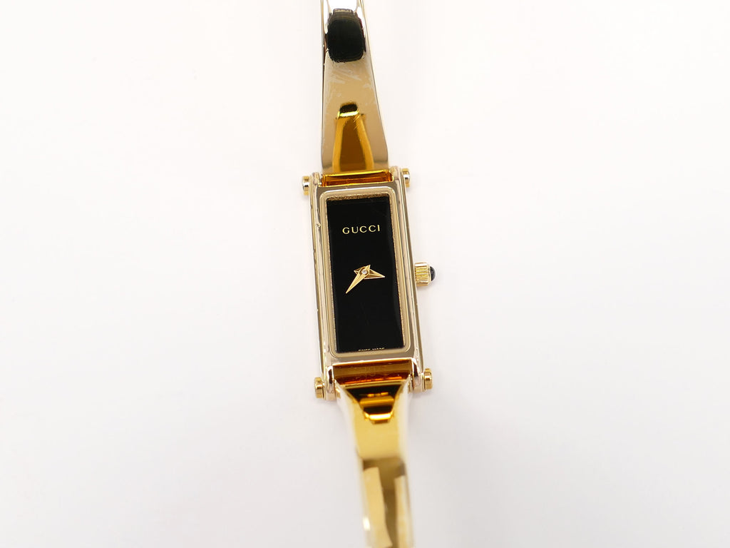 Gucci 1500L Black Dial 18k Gold Plated