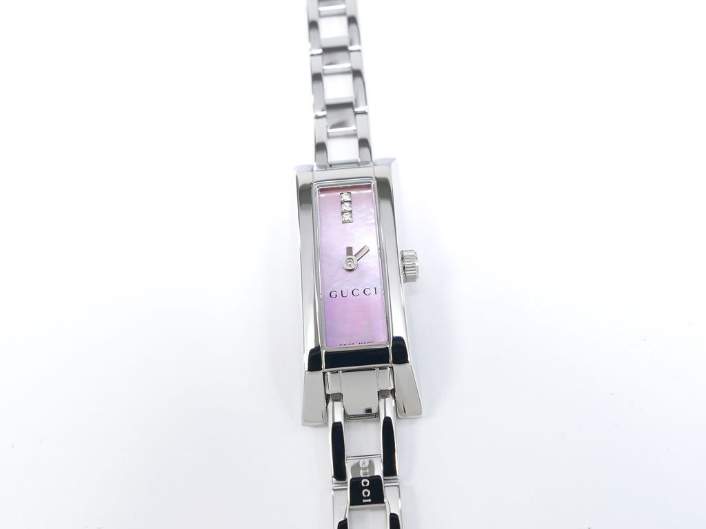 Gucci G-Link 110 Pink Mother of Pearl YA110515 Box/Papers Stainless Steel Quartz