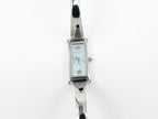 Gucci 1500 L Blue Rectangular Sunburst Dial on Stainless Steel Bangle YA015536