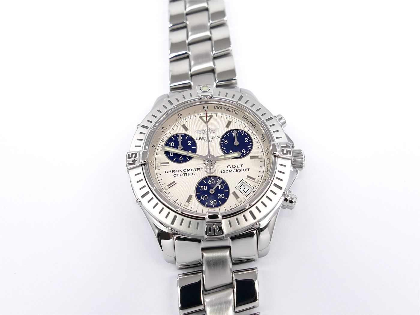 Breitling Colt Chrono A73350 Silver / Blue Dial Chronometer