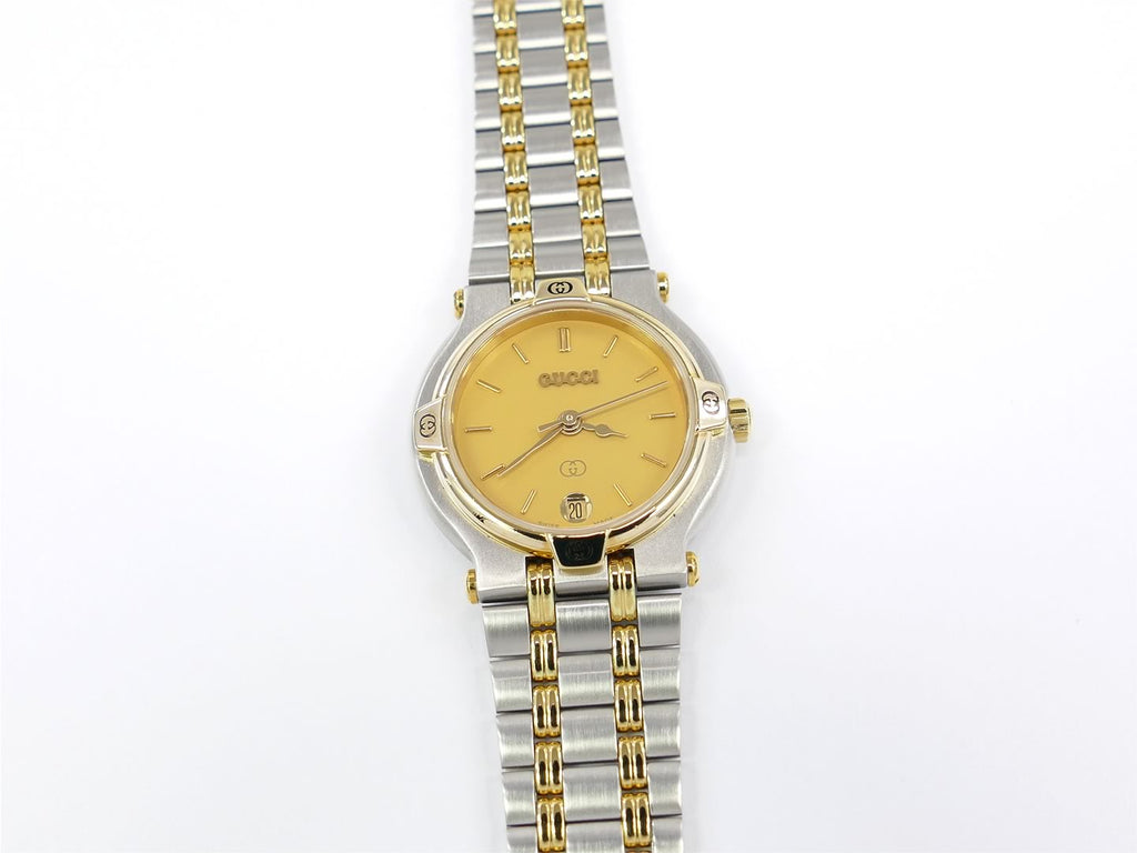 Gucci 9000L Champagne Dial Stainless Steel & 18k Gold