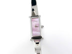 Gucci 1500 L Pink Mother of Pearl Rectangular Dial on Stainless Steel Bangle