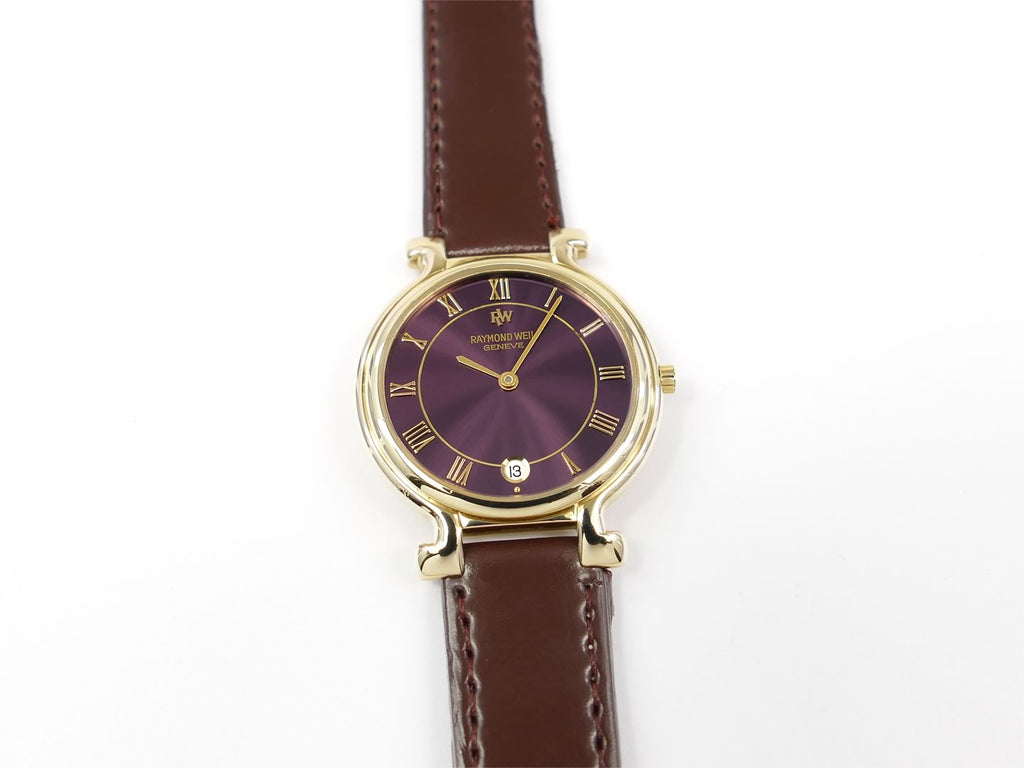 Raymond Weil Tradition Purple Sunburst Dial 18k Gold Plated 9136